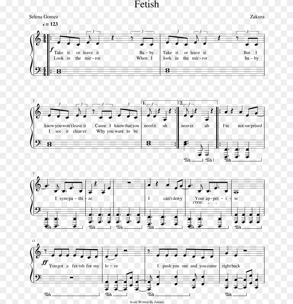 Gucci Mane Fetish Sheet Music, Gray Free Png Download