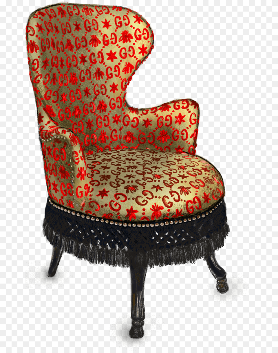 Gucci Pattern, Chair, Furniture, Armchair Png