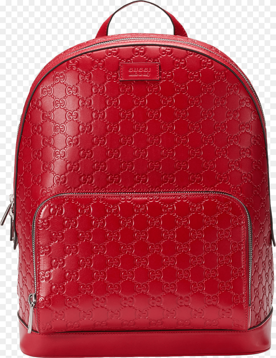 Gucci Signature Backpack Monogram Gg Front Zipper Pocketembossed Red Gucci Bag Men, Accessories, Handbag Png Image