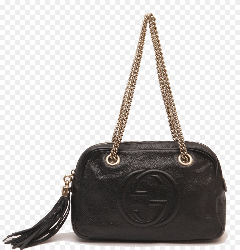 Gucci Soho Double Chain Strap Black Leather Shoulder Shoulder Bag, Accessories, Handbag, Purse Png