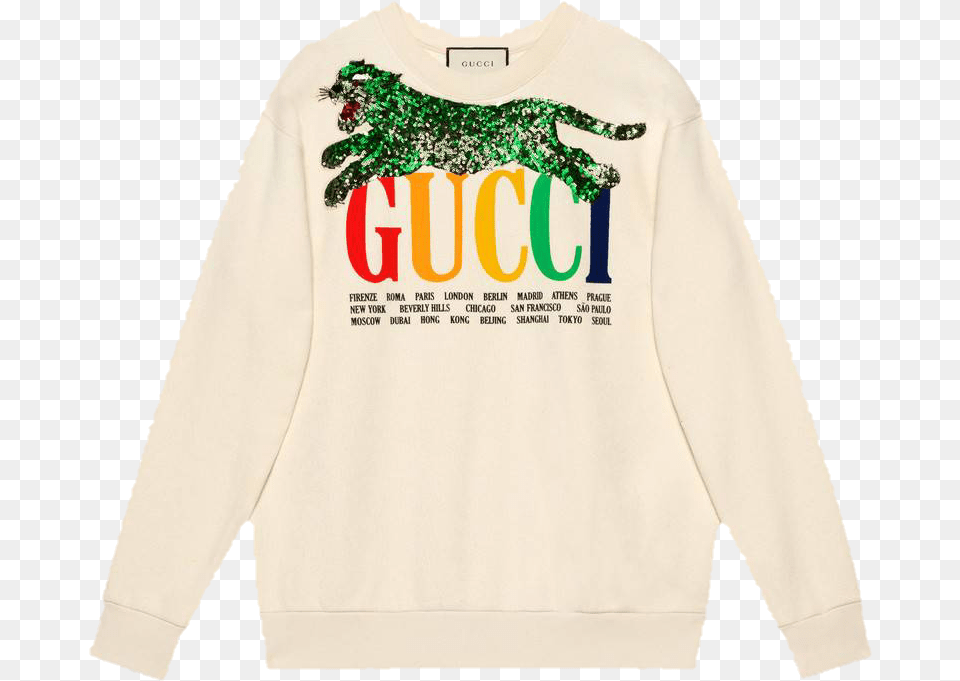 Gucci Transparents Gucci Cities Sweatshirt, Clothing, Hoodie, Knitwear, Long Sleeve Free Png Download