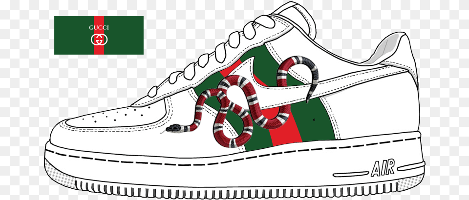 Gucci Vector Text Picture Nike Air Force 1 Template, Clothing, Footwear, Shoe, Sneaker Png