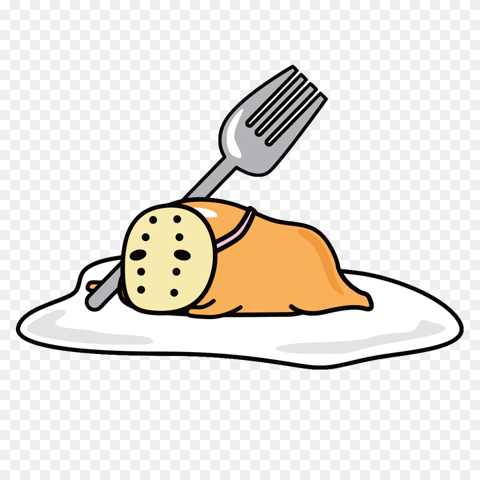 Gudetama Is God Fried Egg, Cutlery, Fork, Food, Meal Free Png