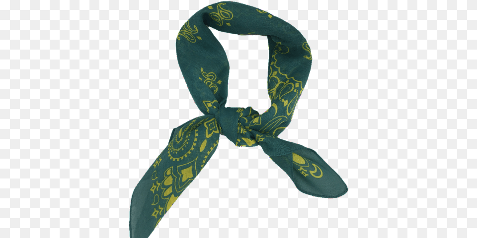 Gugu International Green Bandana With Gold Pattern, Clothing, Scarf, Accessories Free Png Download