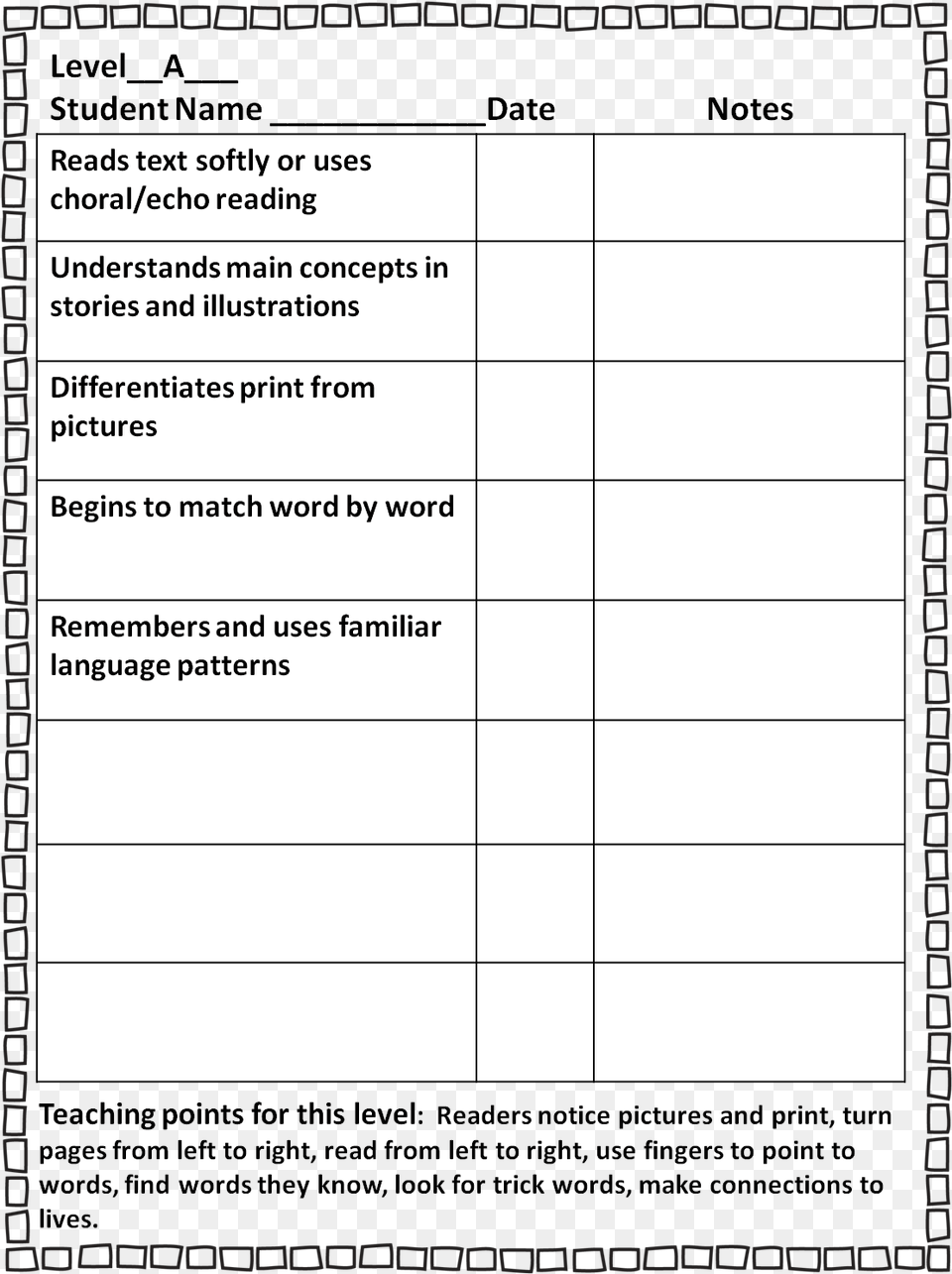 Guided Reading Sample Checklist Pic Pixels Document, Page, Text, Computer Hardware, Electronics Png