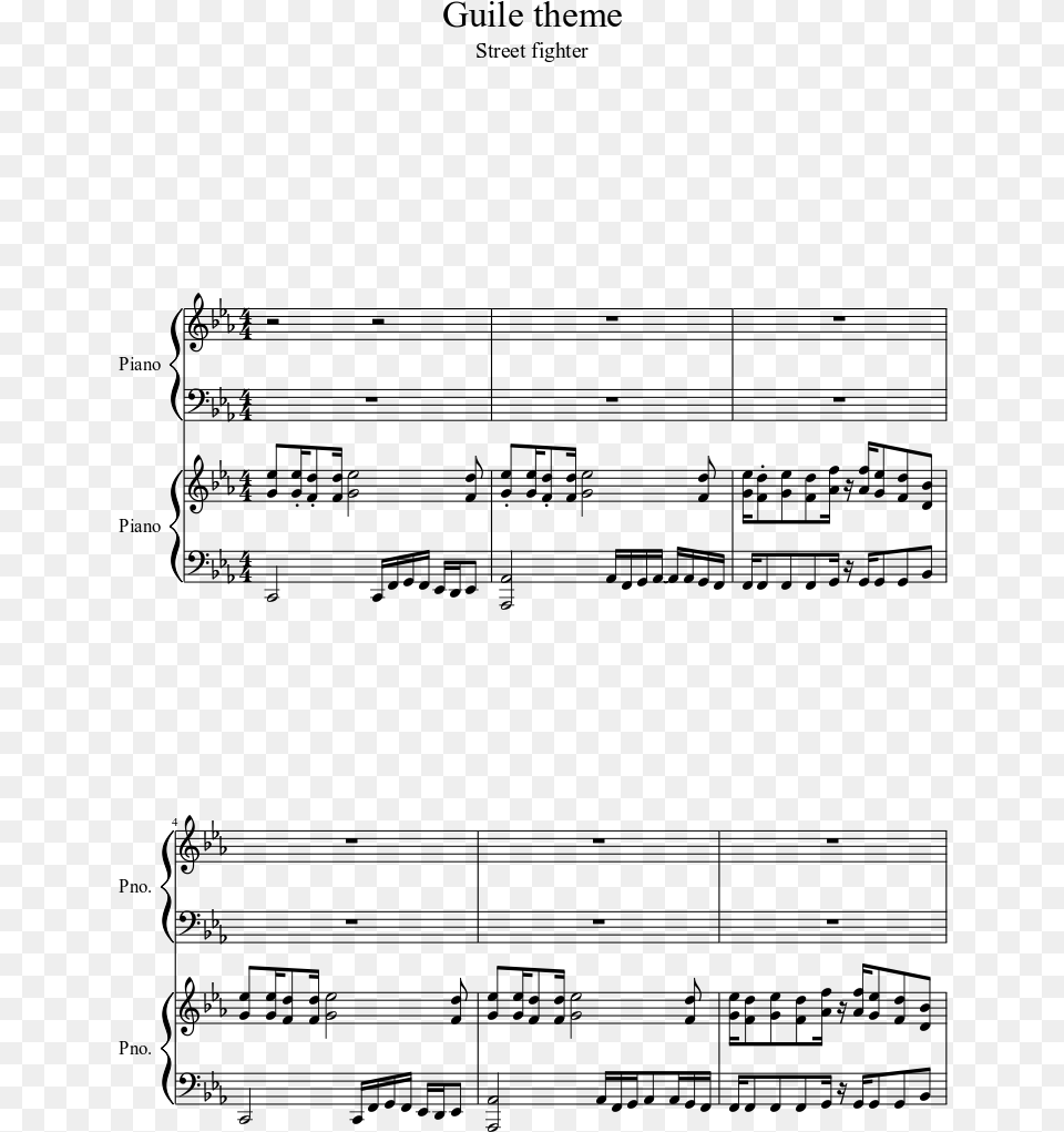 Guile Theme Sheet Music 1 Of 4 Pages Glitch Mob Fortune Days Sheet Music, Gray Free Transparent Png