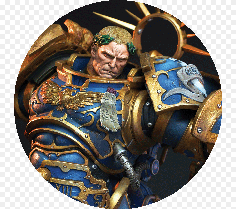 Guilliman Vs Chaos Space Marine Diorama Tall Scale Space Marine, Adult, Face, Head, Male Free Png Download