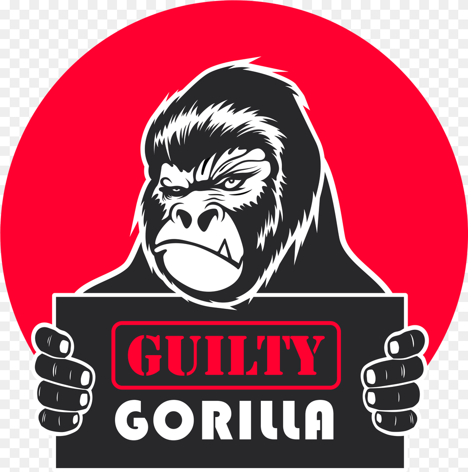 Guilty Gorilla Red Gorilla Logo, Sticker, Wildlife, Animal, Ape Png Image