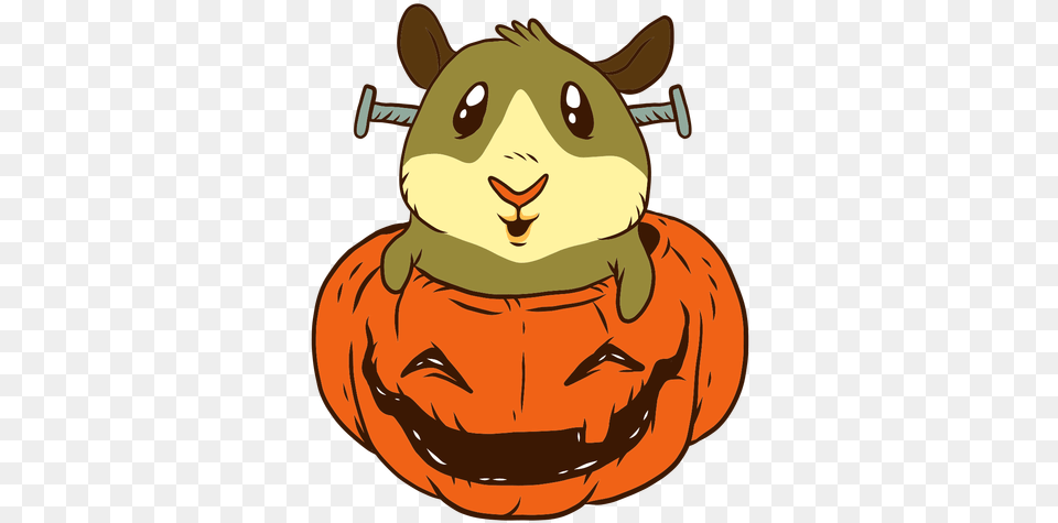 Guinea Pig In Pumpkin Cartoon Transparent U0026 Svg Vector Transparent Animal In Pumpkin, Baby, Person, Food, Plant Free Png