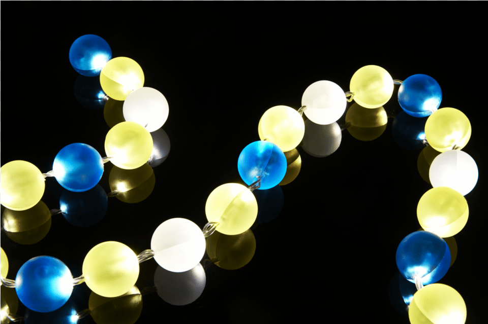 Guirlande 24 Lumieres Perles Jaunes Et Bleues Blue, Accessories, Sphere, Balloon, Chandelier Free Png Download