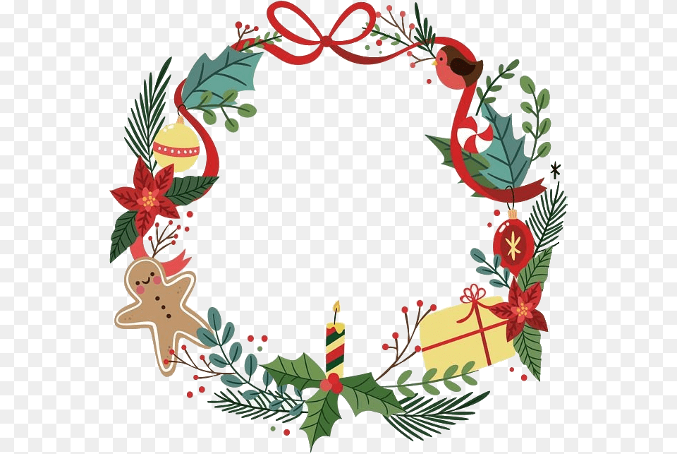 Guirnalda Christmas Christmasspirit Christmasloading Vector Christmas Wreath, Candle Free Png Download