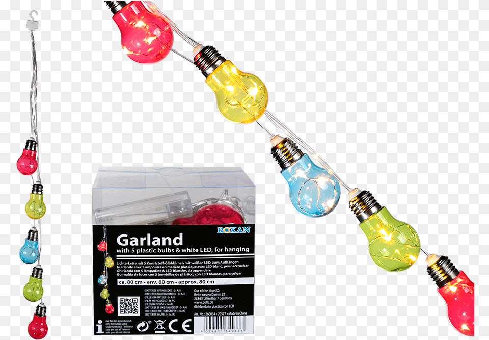Guirnalda De Luces Con 5 Bombillas De Plstico Multicolor Online Advertising, Light, Lightbulb, Qr Code Free Transparent Png