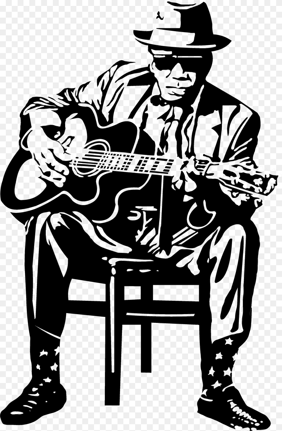Guitar Acoustic Blues Musician Image High Quality John Lee Hooker Patch, Clothing, Hat, Adult, Man Free Png