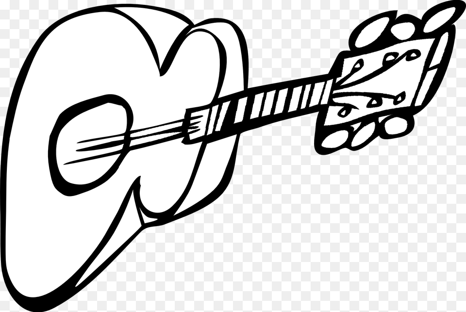 Guitar Black White Line Art Coloring Sheet Colouring, Musical Instrument, Stencil Png