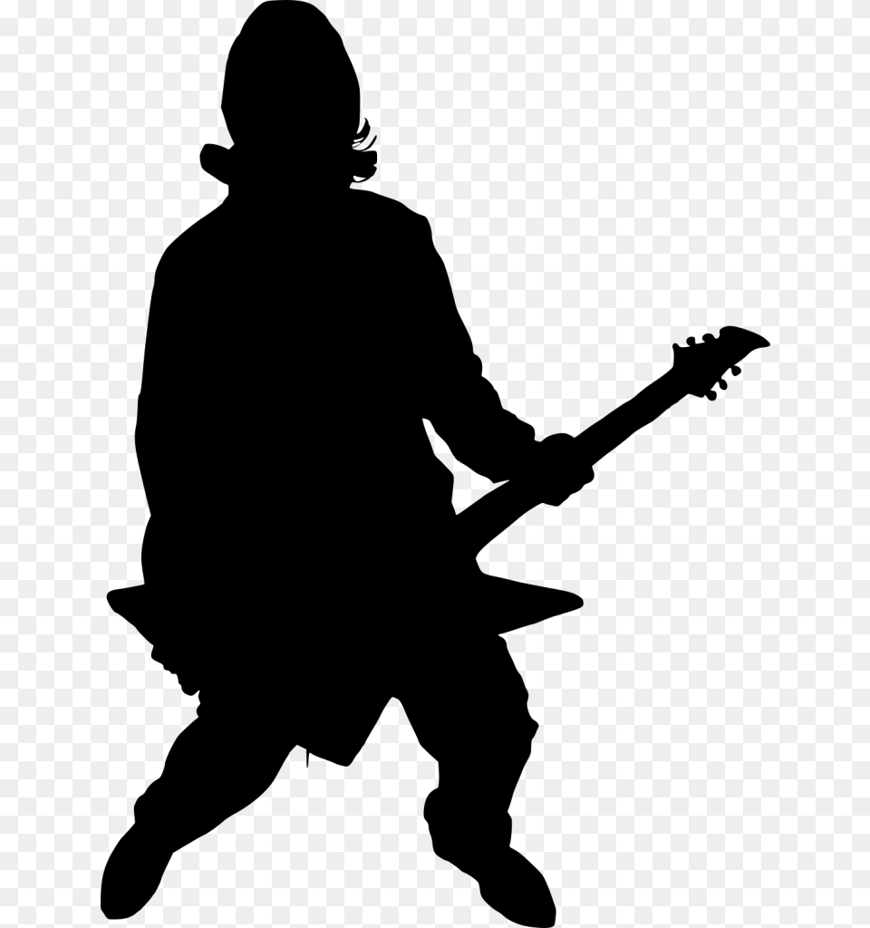 Guitar Electric Player Silhouette, Gray Free Png Download