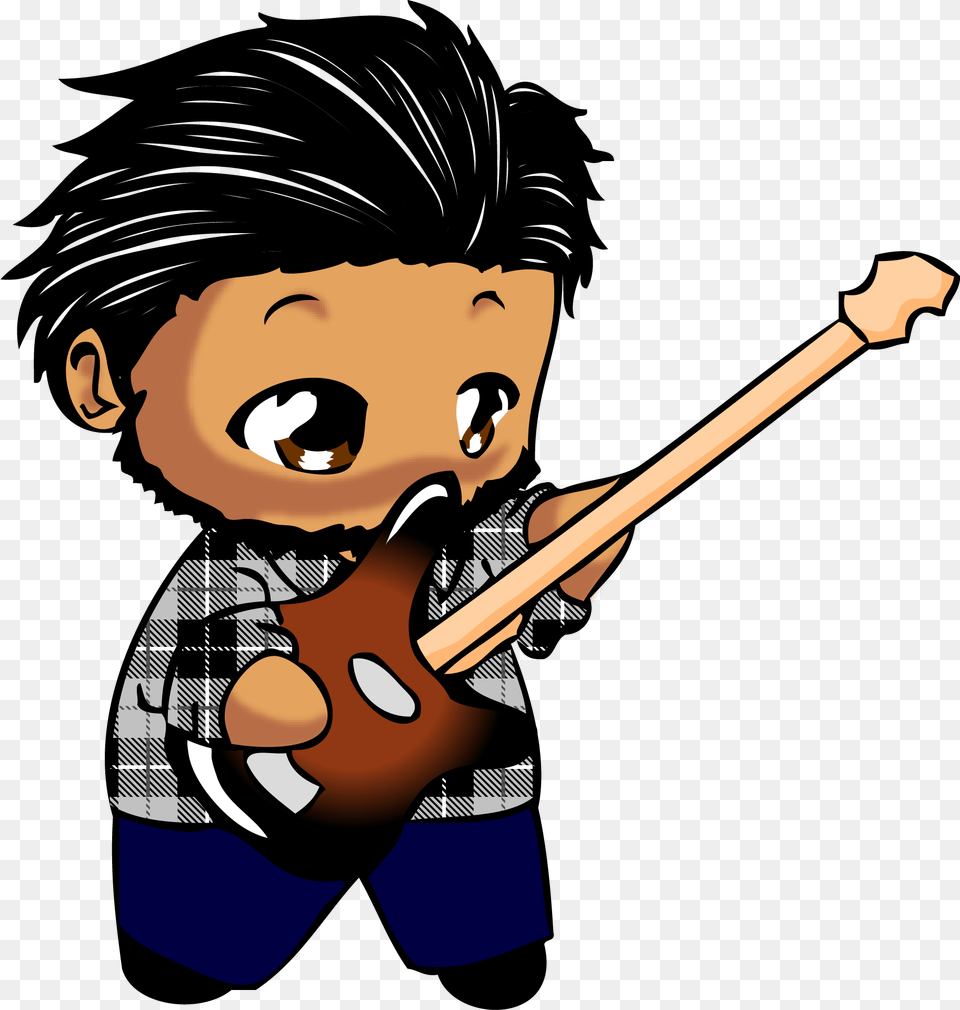 Guitar Holding A Guitar Chibi, Person, Face, Head, Book Png