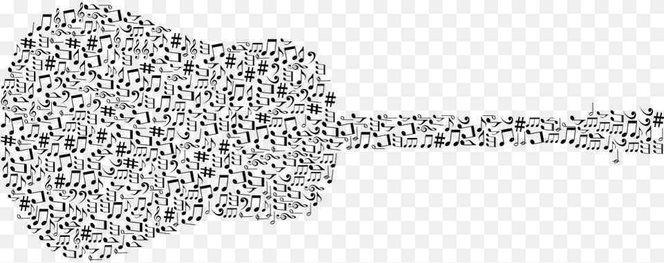 Guitar Made Of Music Notes, Gray Free Png Download