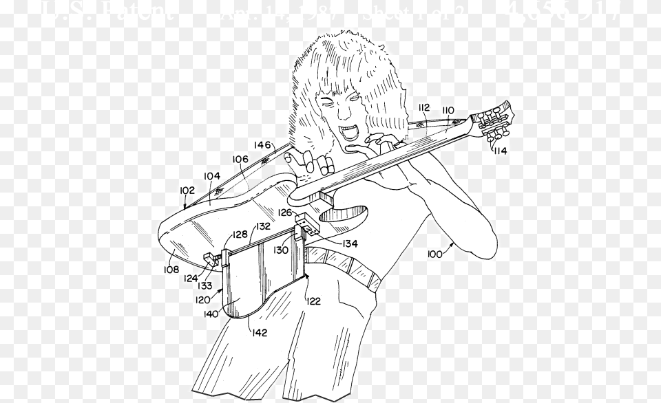 Guitar Patent Illustration, Person, Musical Instrument, Face, Head Free Png Download