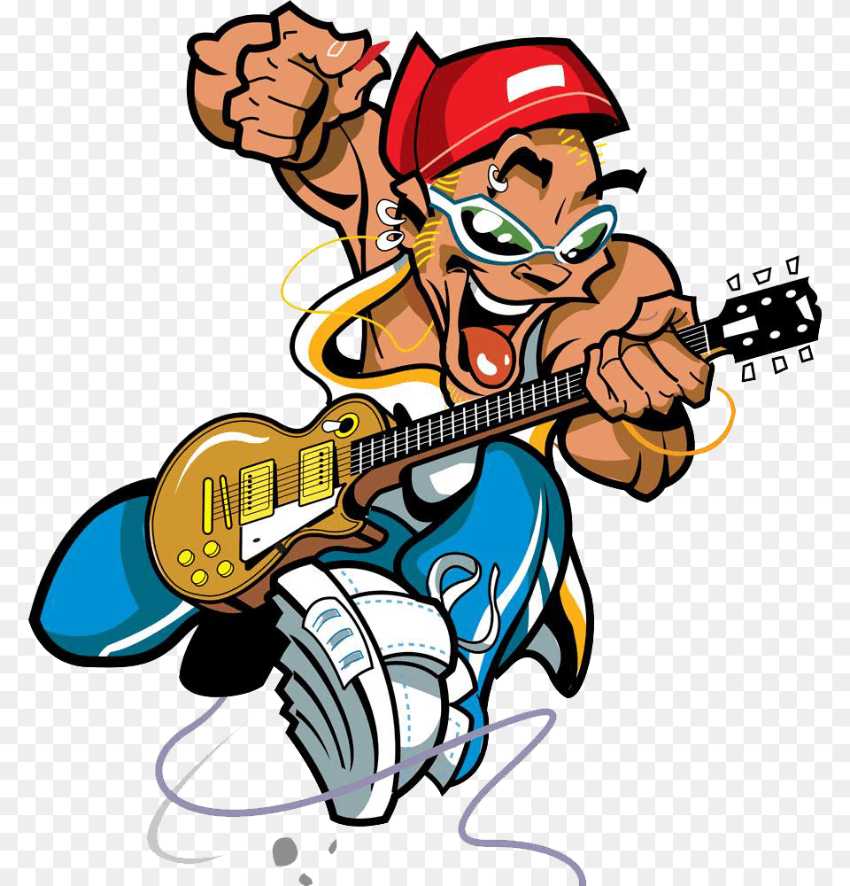 Guitar Player Download Hd Clipart Bass Guitar Player Cartoon, Musical Instrument, Baby, Person, Face Free Transparent Png