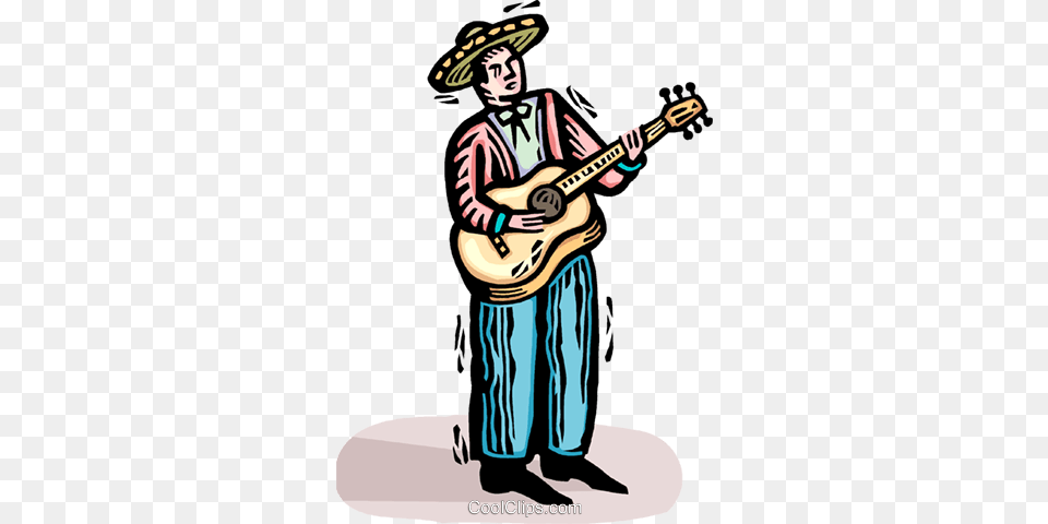 Guitar Player Royalty Vector Clip Art Illustration Illustration, Person, Musical Instrument, Clothing, Hat Free Png
