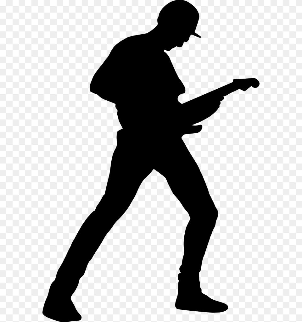 Guitar Player Silhouette, Gray Free Png