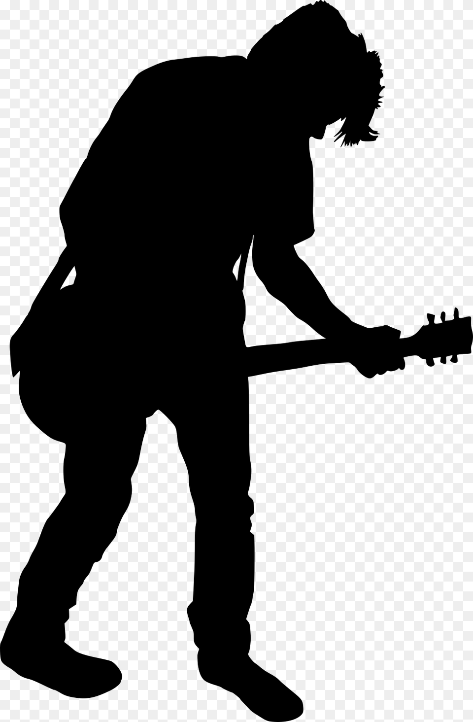 Guitar Player Silhouette Clipart, Gray Png Image