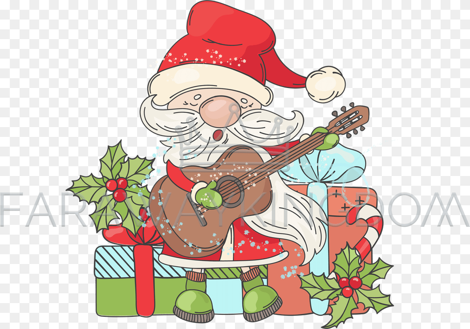 Guitar Santa Music Merry Christmas Vector, Art, Graphics, Clothing, Hat Free Png