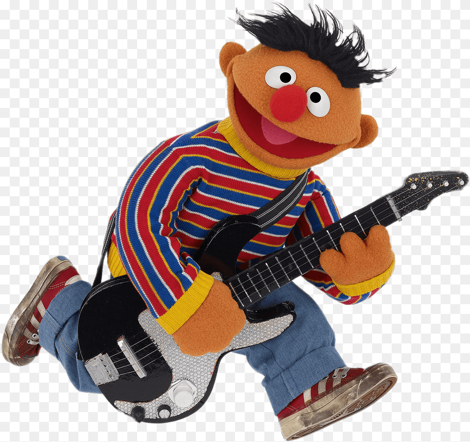 Guitar Sesame Street Ernie Playing Guitar, Musical Instrument, Baby, Person, Shoe Free Transparent Png