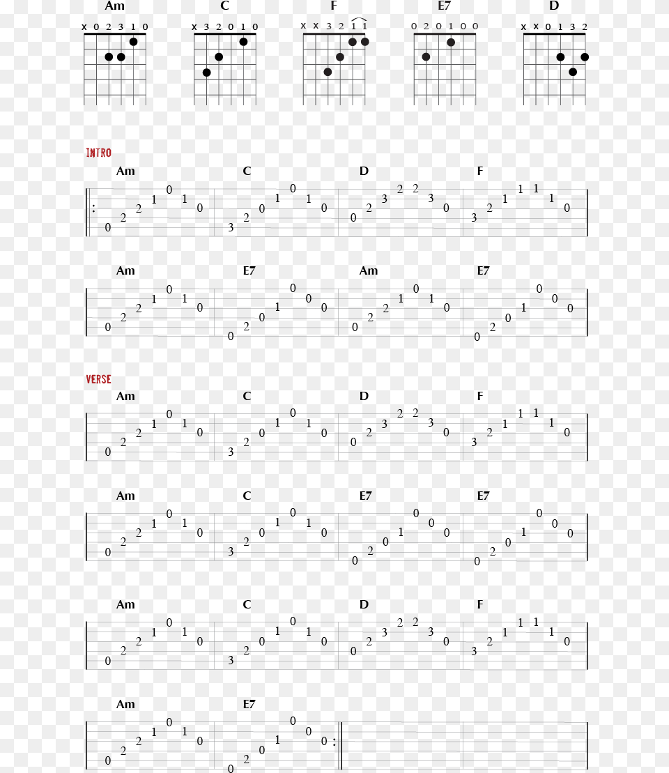 Guitar Tab For The Song House Of The Rising Sun Sheet Music, Sheet Music Free Png Download