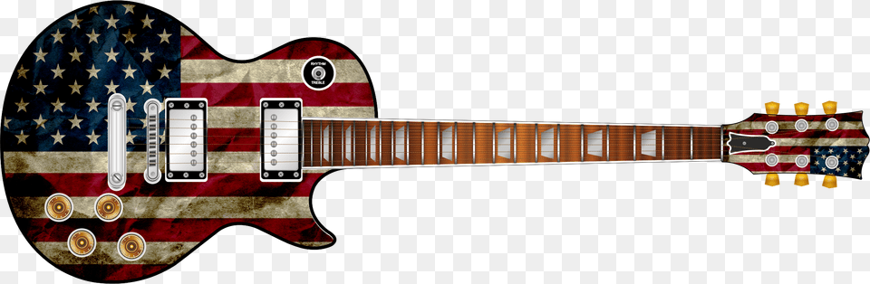Guitar With American Flag, Musical Instrument, Electric Guitar, Bass Guitar Free Png