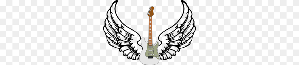 Guitar With Wings Clip Art, Bass Guitar, Musical Instrument, Electric Guitar Free Png Download