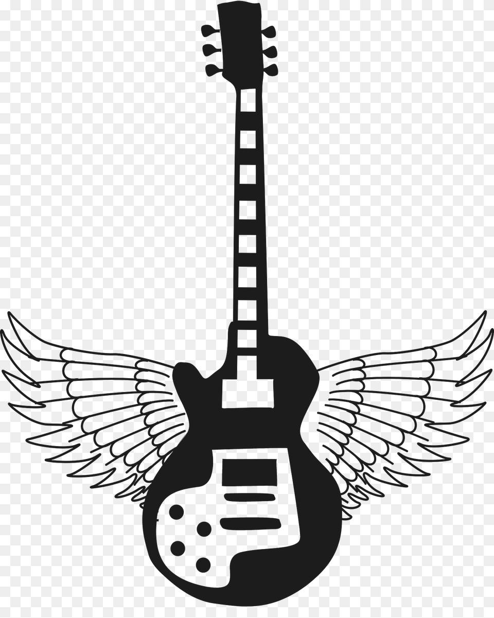 Guitar With Wings Clipart, Musical Instrument, Bass Guitar, Device, Grass Free Transparent Png