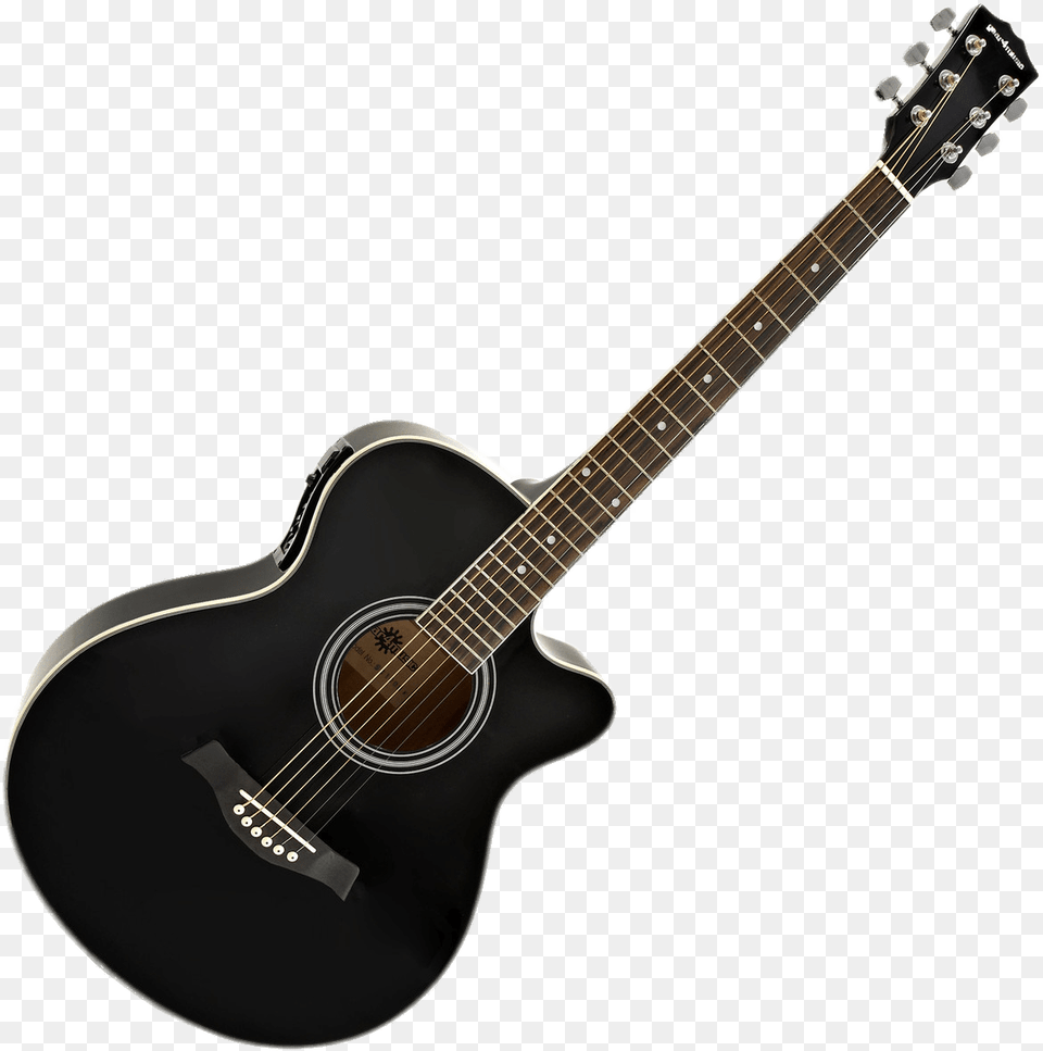 Guitarra Elctrica Acstica Negra Alvarez Black Acoustic Guitar, Musical Instrument, Bass Guitar Png Image