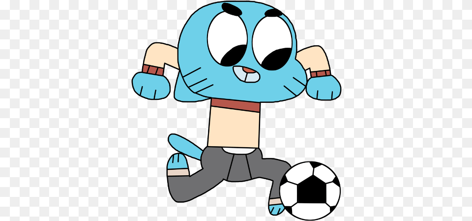 Gumball Watterson Playing Football Gumball Playing Football, Ball, Soccer, Soccer Ball, Sport Png Image