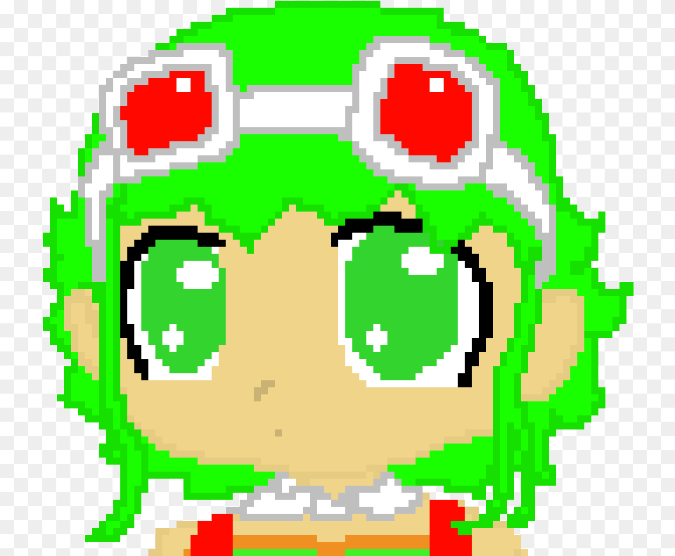 Gumi Megpoid Pixelated Chibi Cartoon, Green, First Aid, Art Png Image