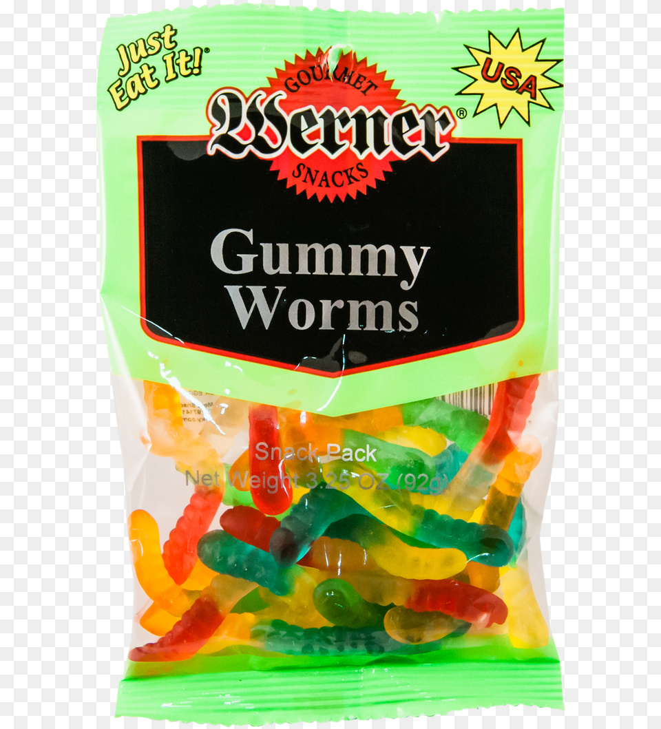 Gummy Worms Oz Bag Case Werner Gourmet Meat Snacks Werner Beef Jerky Peppered 3 Oz, Food, Jelly, Sweets, Candy Free Png