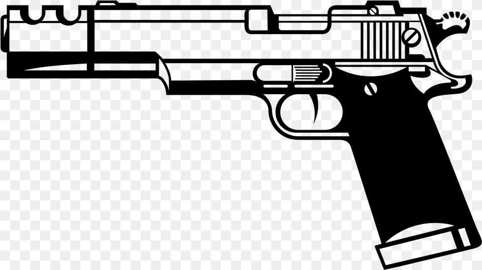 Gun Accessorygun Barrelweapon Gun Black And White Clipart, Gray Png Image