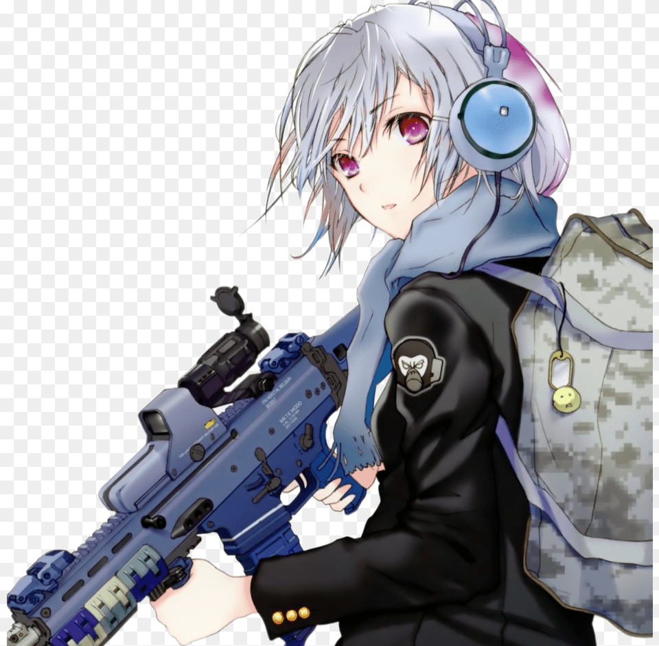 Gun Anime Girl, Book, Comics, Publication, Person Png Image