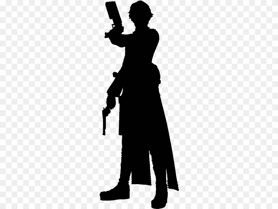 Gun Clipart Gunslinger Gunslinger Silhouette, Person, Clothing, Coat Free Transparent Png