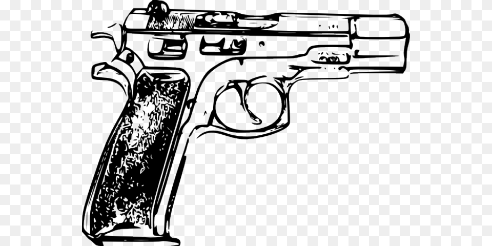 Gun Clipart Policeman Gun Black And White, Firearm, Handgun, Weapon Png Image