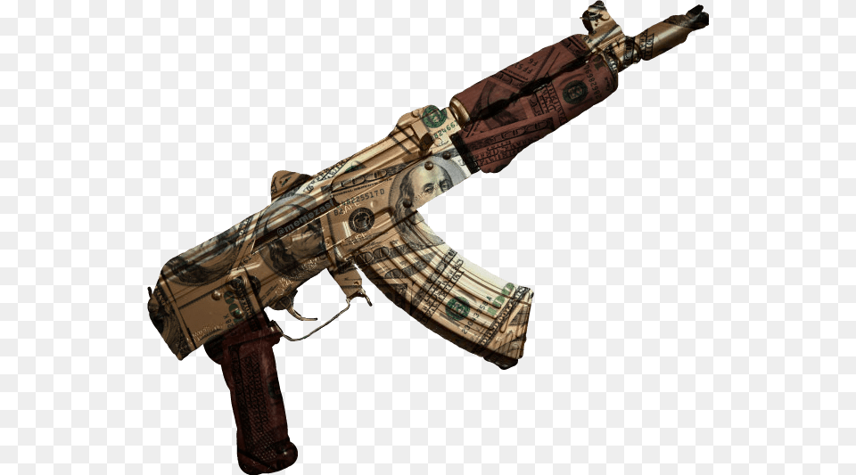 Gun Gold Guns Machine Ak47 Draco Pistola Money Custom Gun, Firearm, Rifle, Weapon, Aircraft Free Transparent Png