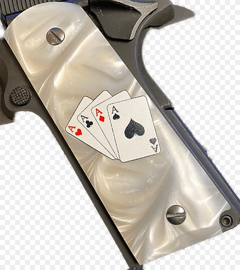Gun Grips Acrylic Pearl White W4 Aces In Color, Firearm, Handgun, Weapon Free Png Download