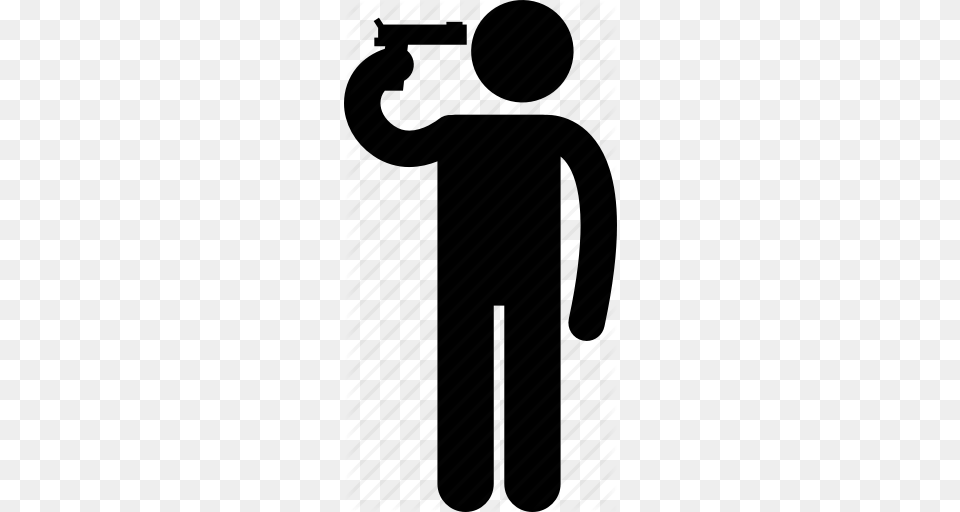 Gun Head Himself Kill Man Pointing Suicide Icon, Silhouette, Accessories, Formal Wear, Tie Png