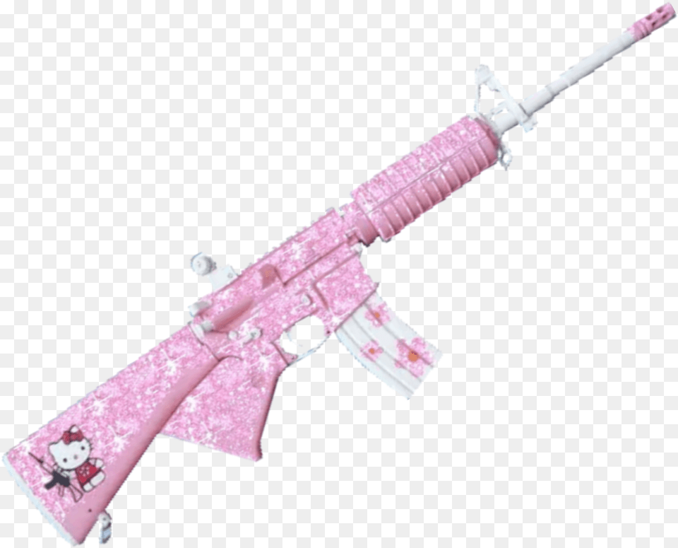 Gun Hellokitty Y2k Pink Barbie Barbiegirl Barbiedoll Assault Rifle, Firearm, Weapon, Blade, Dagger Png