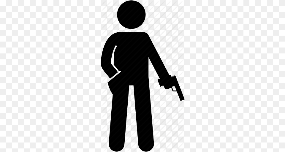 Gun Hit Man Hitman Killer Man Person Icon, Silhouette, Walking Free Png Download