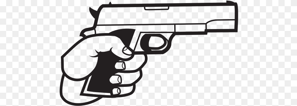 Gun In Hand Silhouette Cartoon Hand Holding Gun, Firearm, Handgun, Weapon Free Png Download