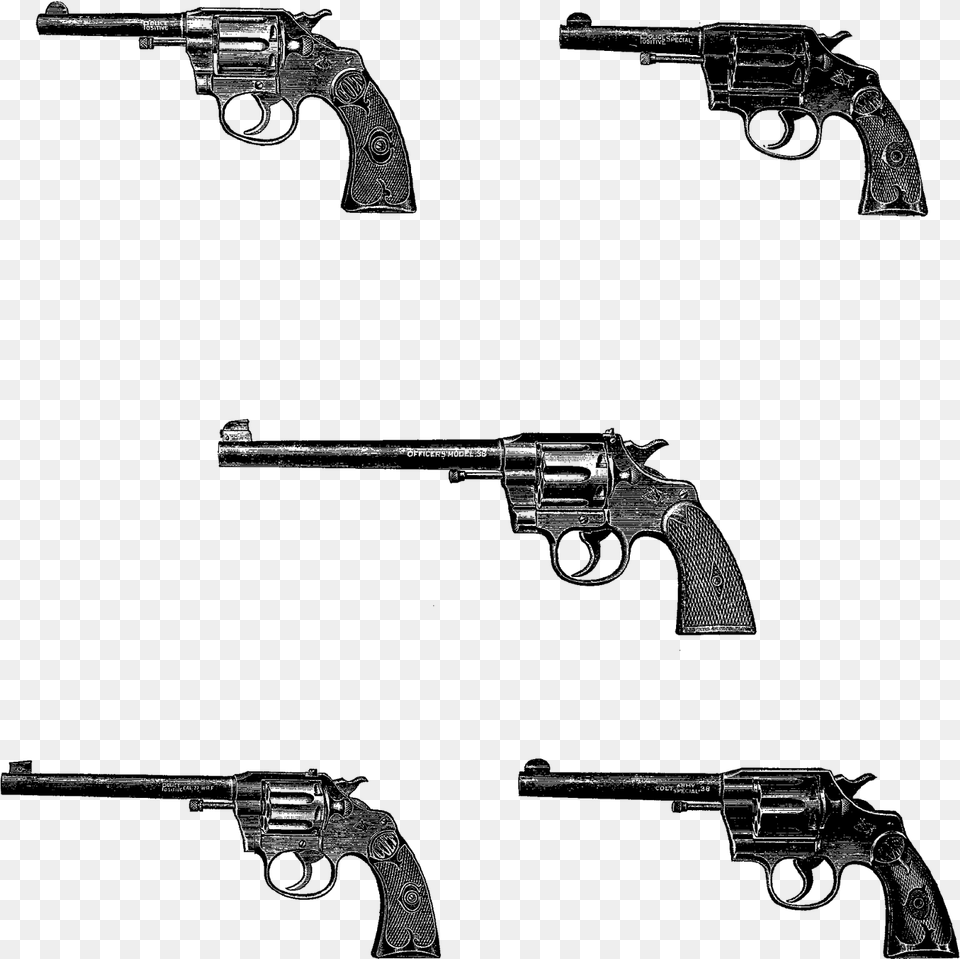 Gun Revolver Vintage Images Collage Sheet Colt Revolvers Npage From An Abercrombie And Fitch, Silhouette, Cross, Symbol Png