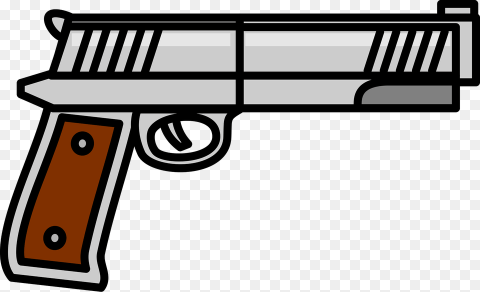 Gun With A Wood Grip Clipart, Firearm, Handgun, Weapon Png
