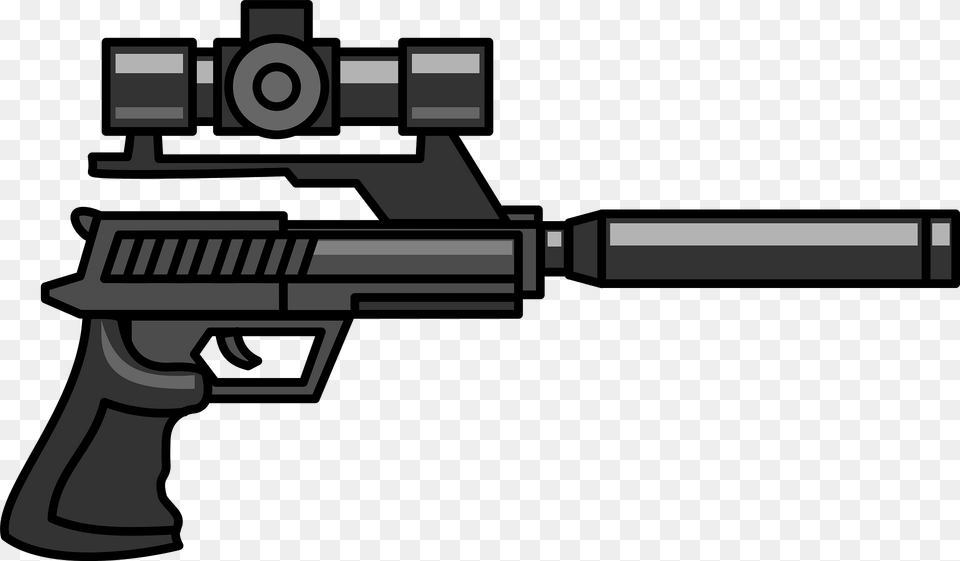 Gun With Scope And Silencer Clipart, Firearm, Rifle, Weapon, Handgun Free Transparent Png