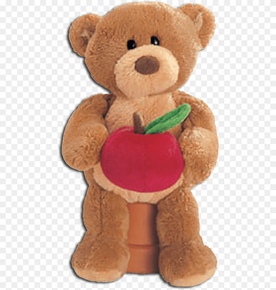 Gund Thinking Of You Teddy Bear Teacher With Apple Stuffed Toy, Teddy Bear, Plush Png Image